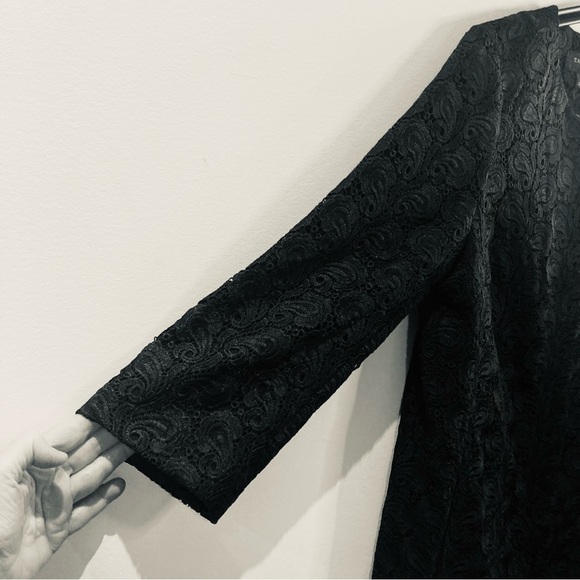 TALBOTS Sz 12 P Brocade Venice Lace Paisley Pattern Knee Length Overcoat Jacket - Picture 5 of 13